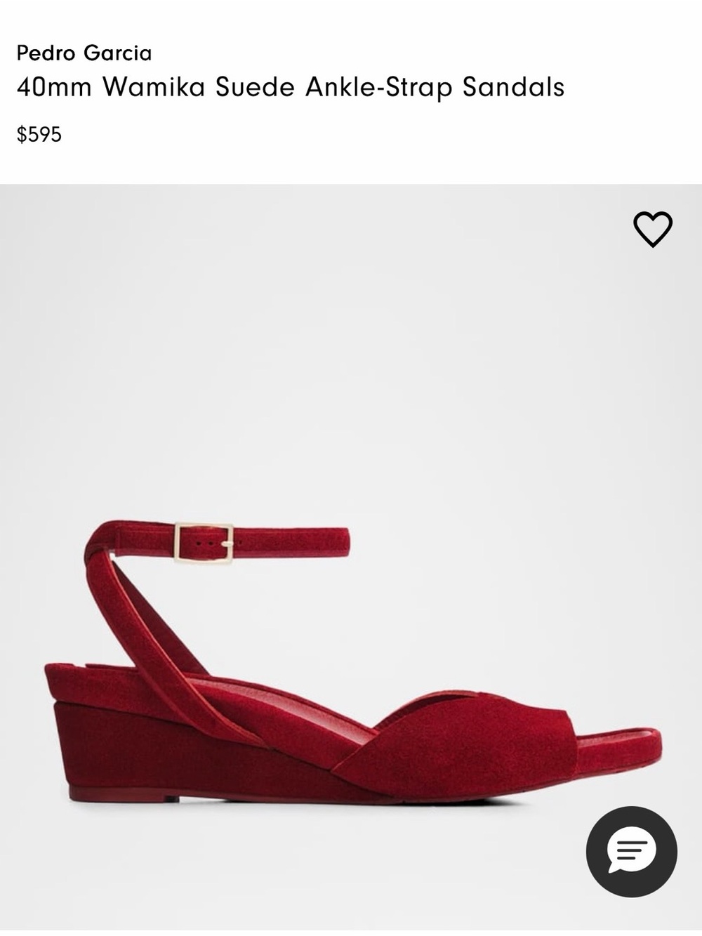 Pedro Garcia Red Suede Low Wedge Sandals with Ankle Strap